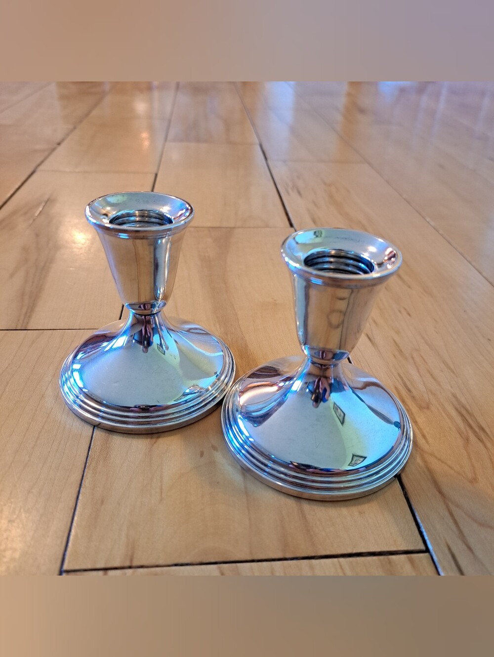 Vintage EMPIRE Sterling Weighted Candlestick Holder Pair #386 3" Tall